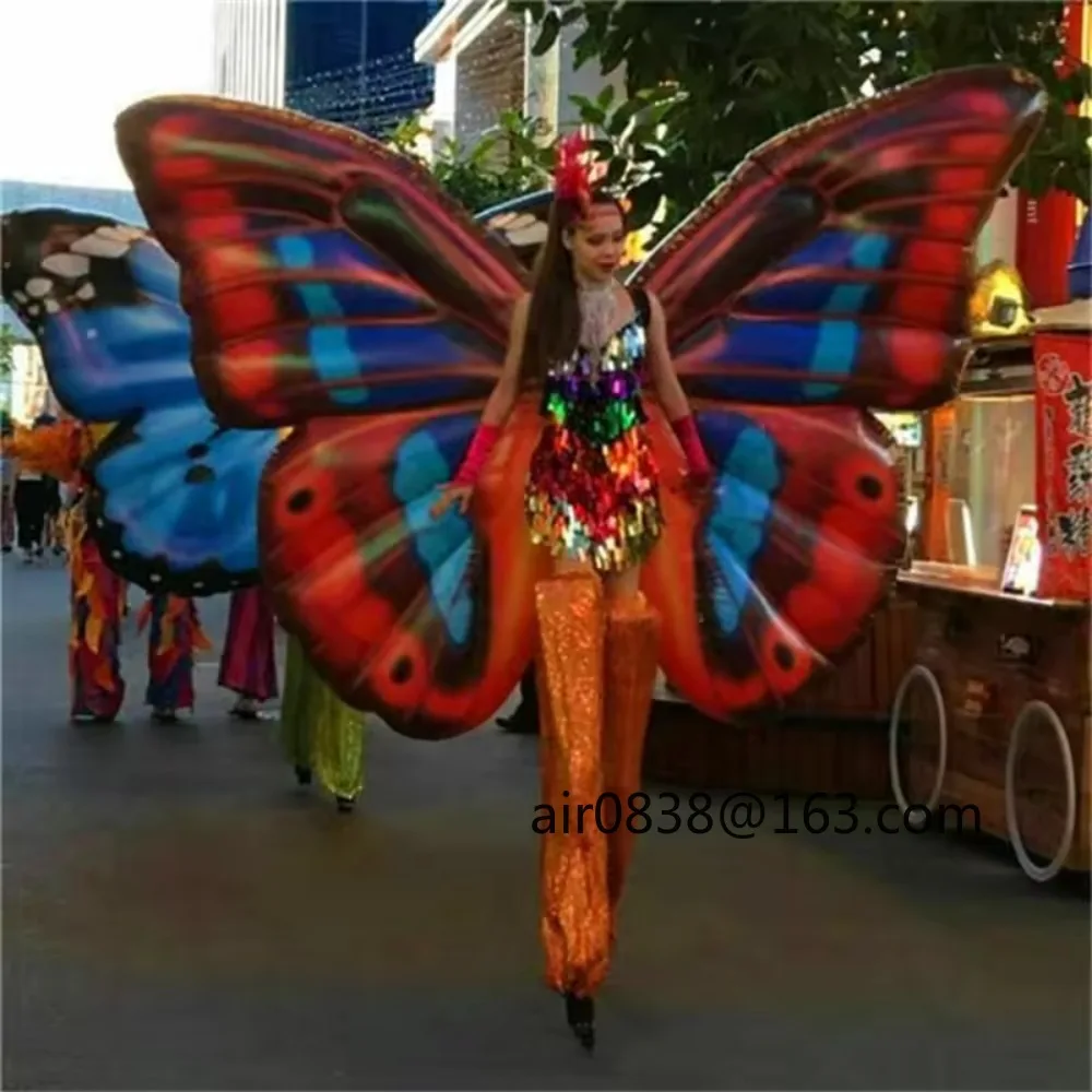 パレード用歩行式インフレータブル蝶コスチューム、大人用パーティー、ステージイベント、パフォーマンス用のインフレータブル照明コスチューム