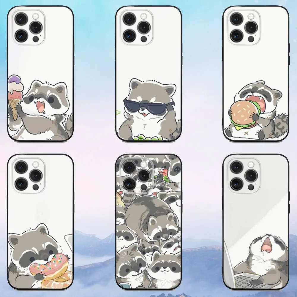 

R-Raccoon Cute Animal Phone Case For iPhone 16e,16,15,14,13,12,11,Pro,X,XS,Max,XR,Plus,Mini Soft Black Cover
