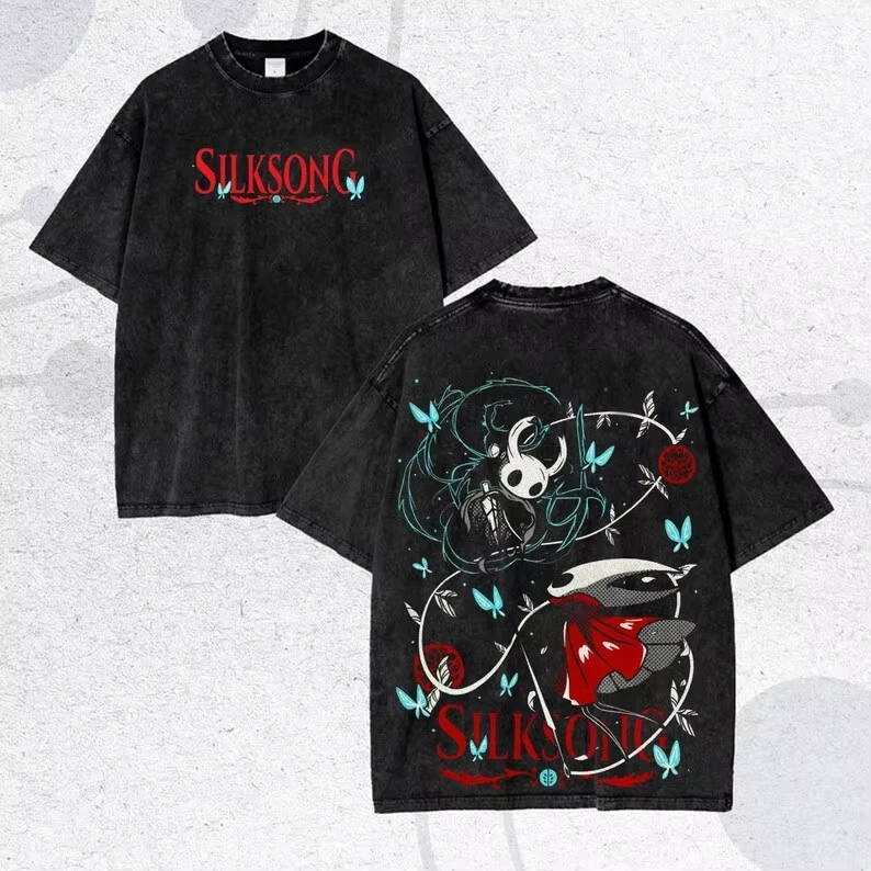 Hollow Knight Washed T-shirt Streetwear Trendy Cotton Oversized Unisex Casual T-Shirts Summer O Neck Hip Hop Couples Classic tee