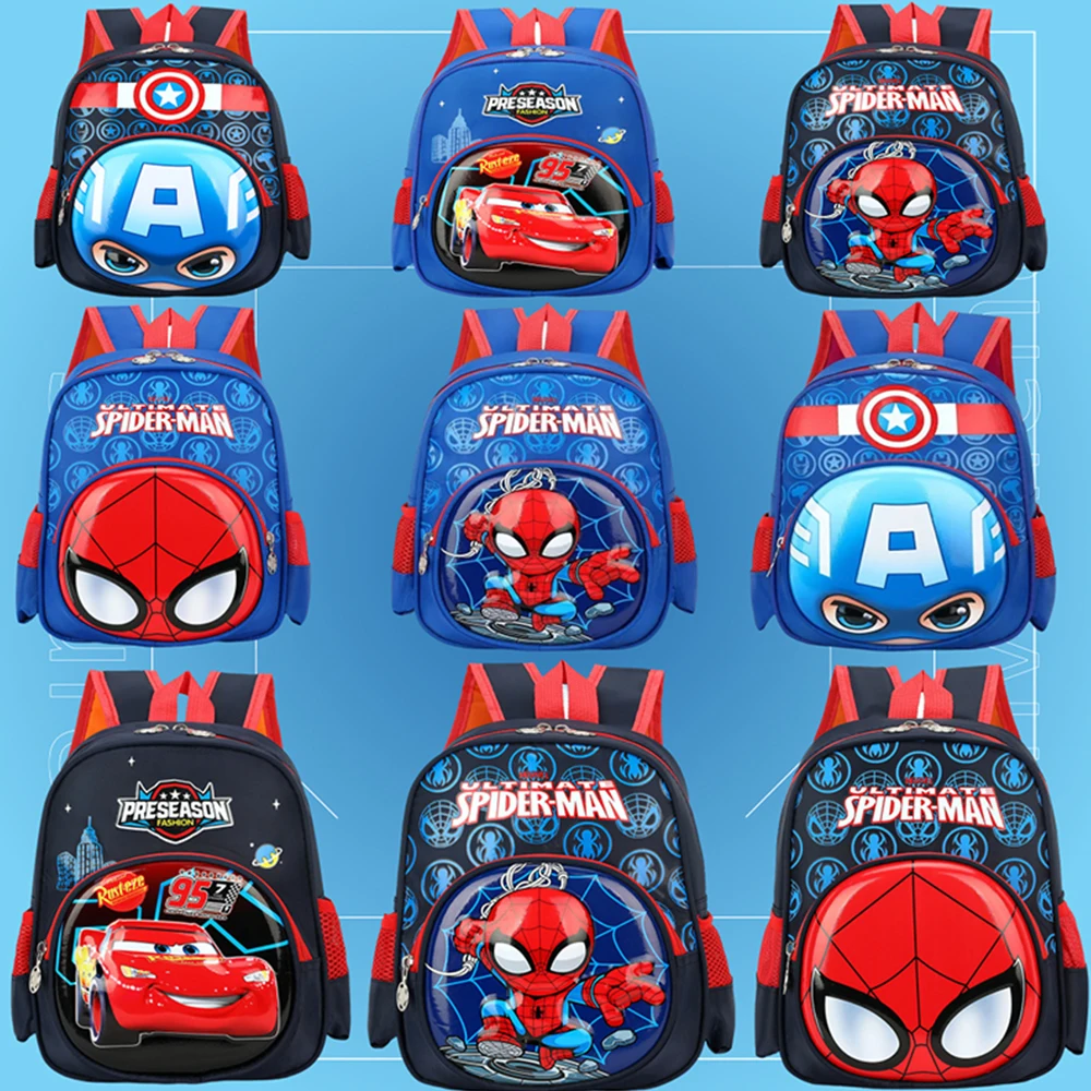 

Marvel Cartoon Spider Man lightning mcqueen Captain America knapsack SpiderMan Children's bags schoolbag Kindergarten backpack