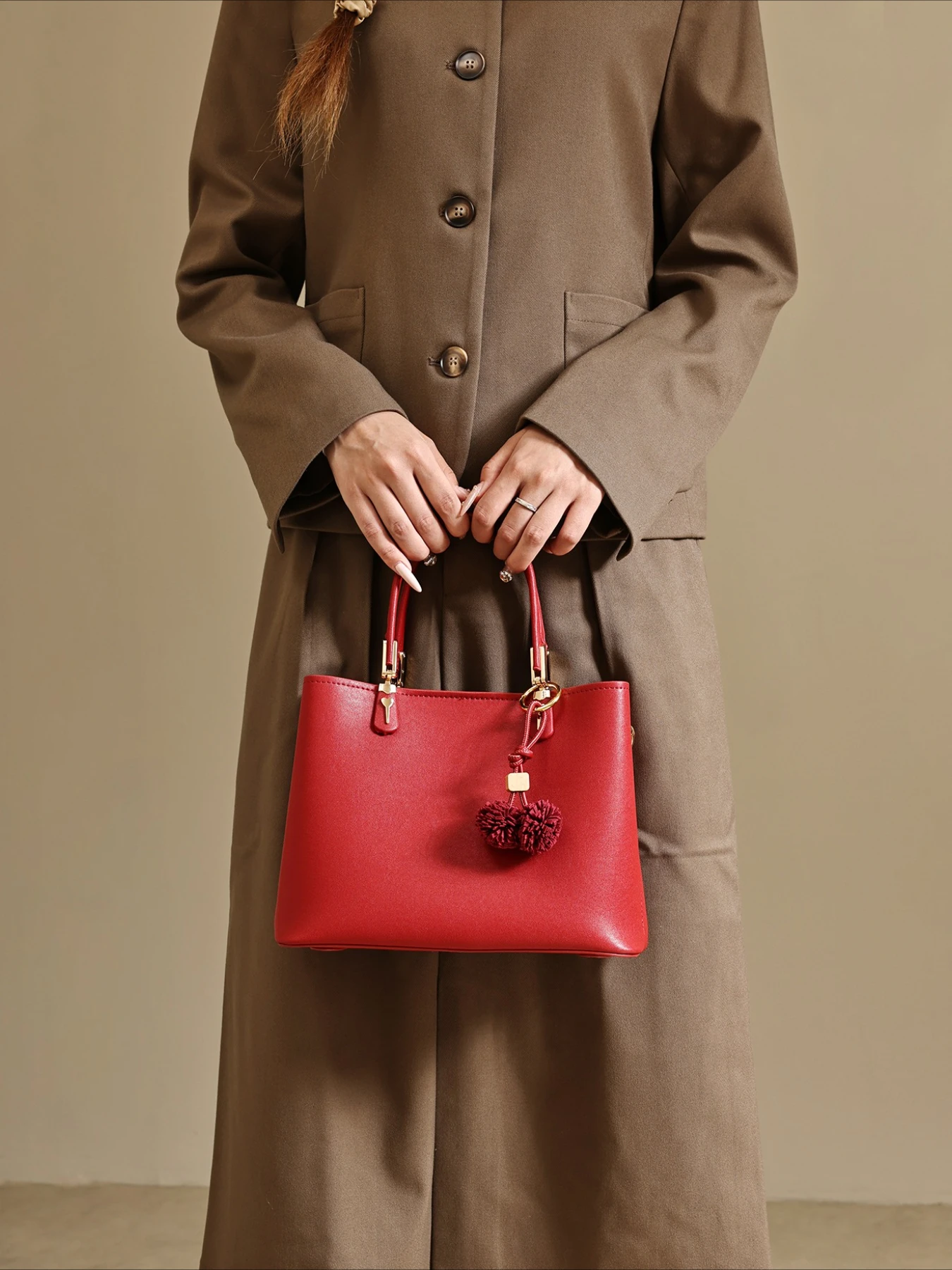 حقيبة مربعة ذات سعة كبيرة ومزاجية متعددة الاستخدامات للنساء في منتصف العمر بلون سادة #6