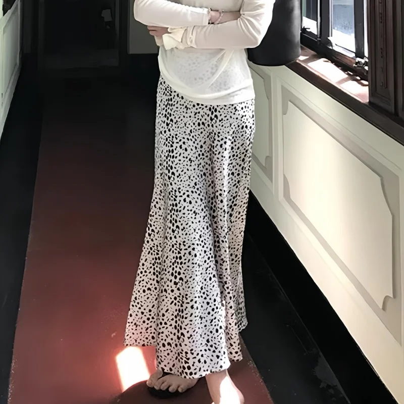 

REALEFT Spring Summer Vintage Leopard Printed Women's Umbrella Skirts 2025 New High Waist Casual Loose Wrap A-line Skirts Female