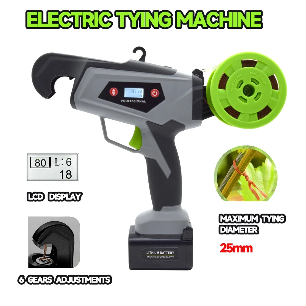 Herramientas de jardín de encuadernación de atado eléctrico de 16,8 V, máquina de ramas de plantas de liga, nudador totalmente automático de vid de uva SC-9601