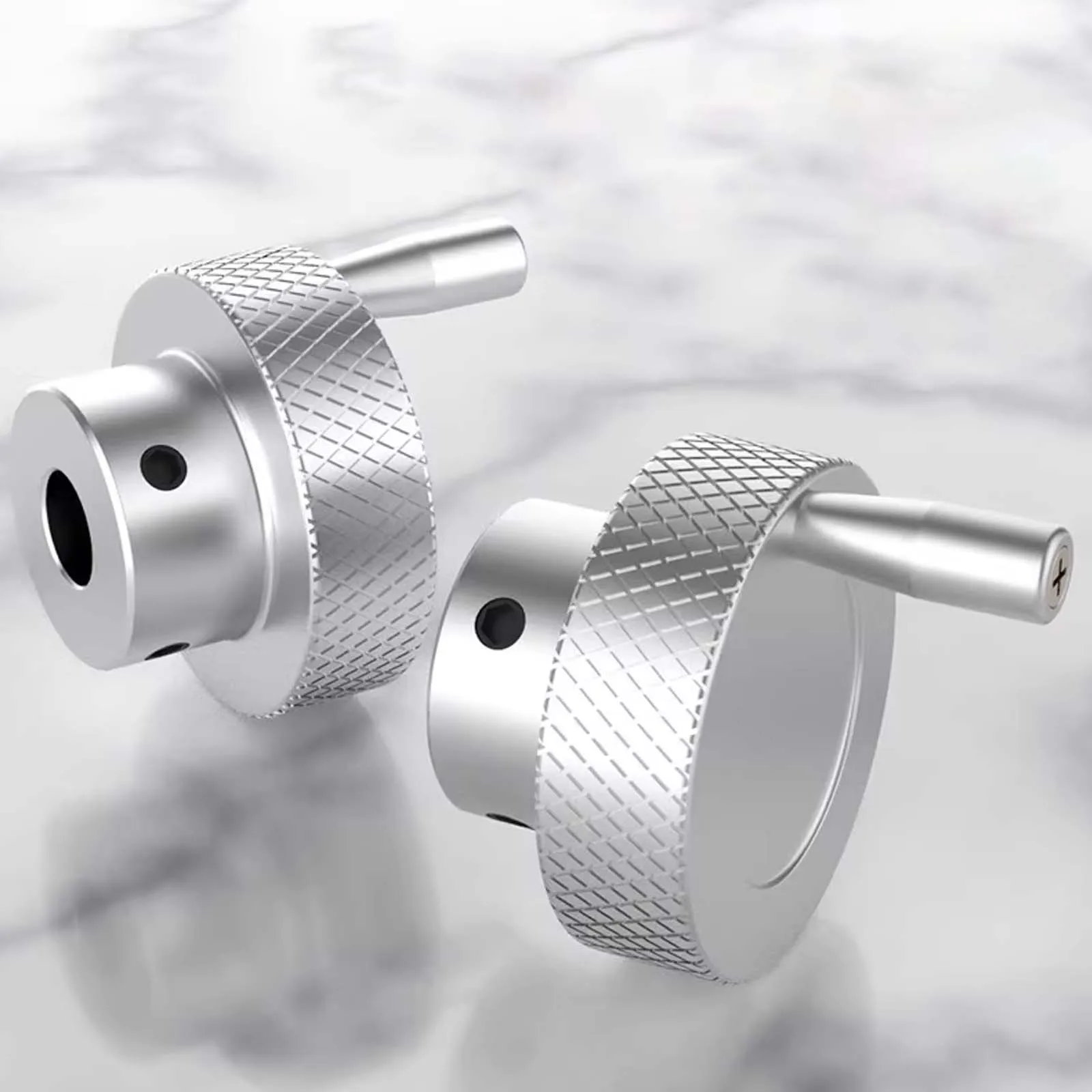 วงล้อมืออลูมิเนียมอัลลอยด์ φ30 มม. พร้อมข้อเหวี่ยง ลูกบิดลายนูนสกรูด้านบนเครื่องเลื่อนวงล้อมือแบบเคลื่อนย้ายได้