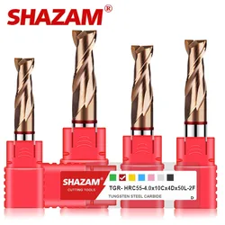 SHAZAM TGR-HRC55 2F Color Circle Flat End Mill Tungsten Steel Carbide Alloy Coating Milling Cutter CNC Machining Endmills Tools