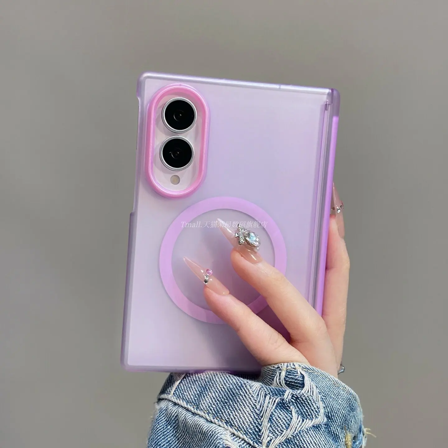 Magnetic Case For Samsung Galaxy Z Fold 8 Case Fashion Magnet Matte Transparent hinge Protect Hard Wireless Charging Back Cover