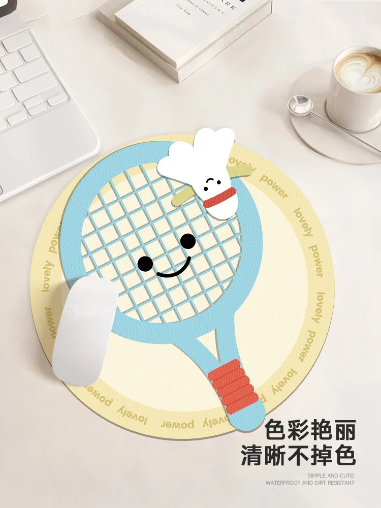 Кожаный коврик для мыши в форме ракетки для настольного тенниса, женская защита запястья, портативный компьютер, коврик для офисного стола