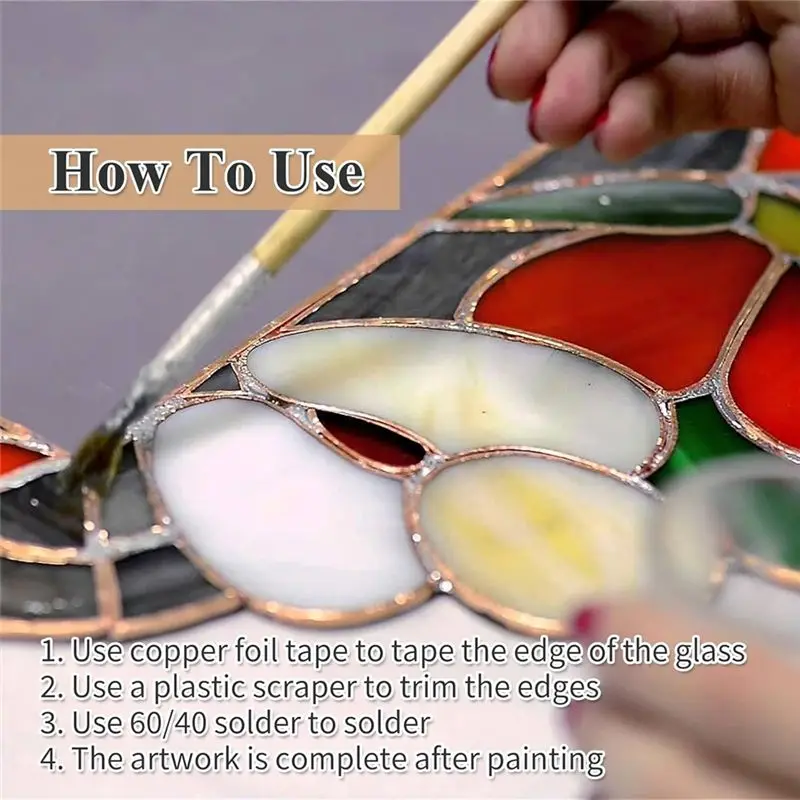 ABKJ-Guita For Stained Glass Supplies Copper Foil Tape,Conductive 0.2Inch X164FT Adhesive A