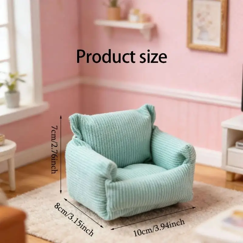 Miniature Room Armchair with Construction and Ribbed Texture for Living Room or Bedroom Model Furnishing Use A2UB