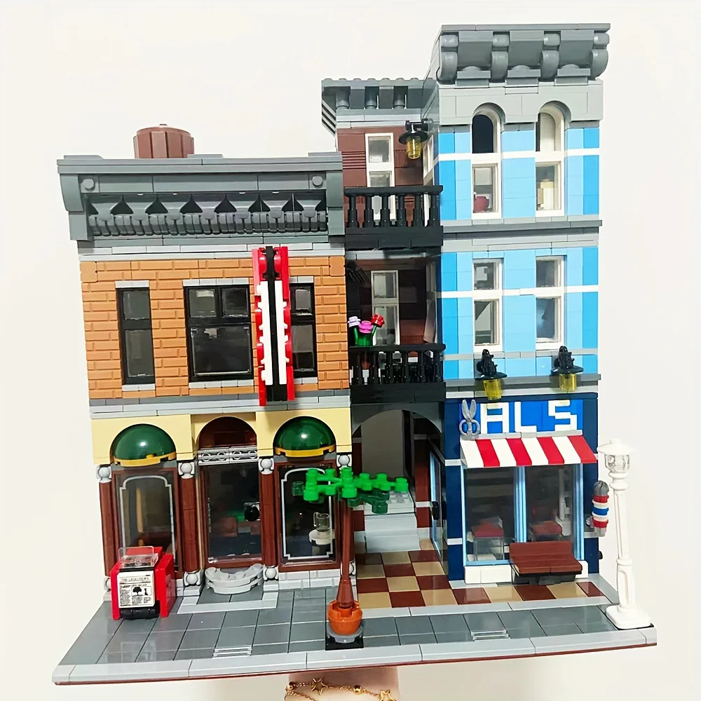 2262Pcs Detective 'S Kantoormodelset Creëert Schattig Uitzicht Op De Straat Architectonische Decoratiebouwstenen Speelgoedgeschenken