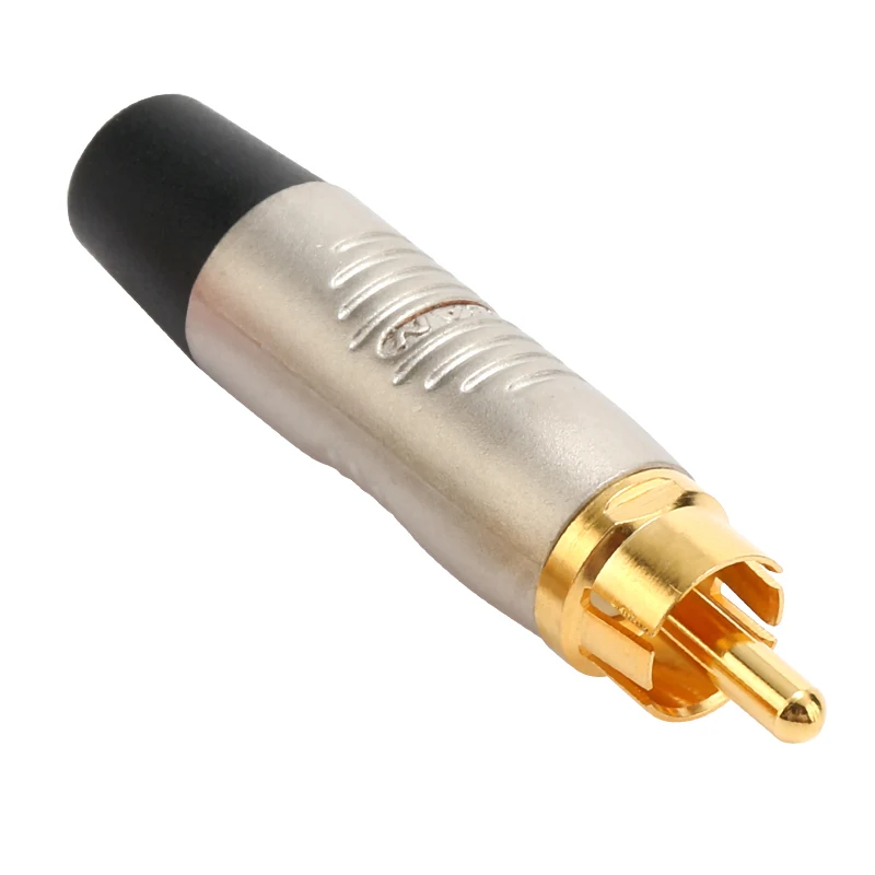 1 Pcs Rean Vergulde Lotus Rca Audio/Video Man Plug RF2C-AU-0-BL Staart Zwart/Rood