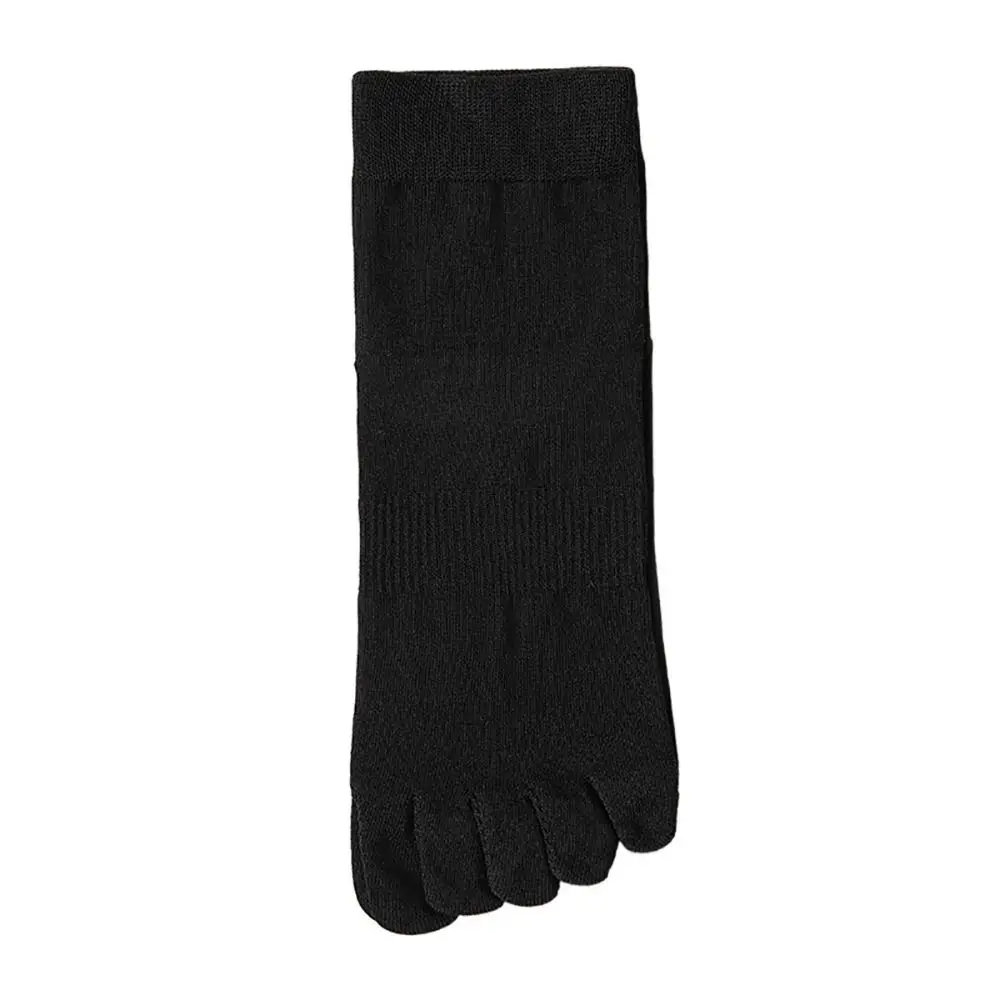 Soft Elastic Solid Color Sports Winter Autumn Middle Tube Socks Five Toe Socks Toe Socks Men's Socks