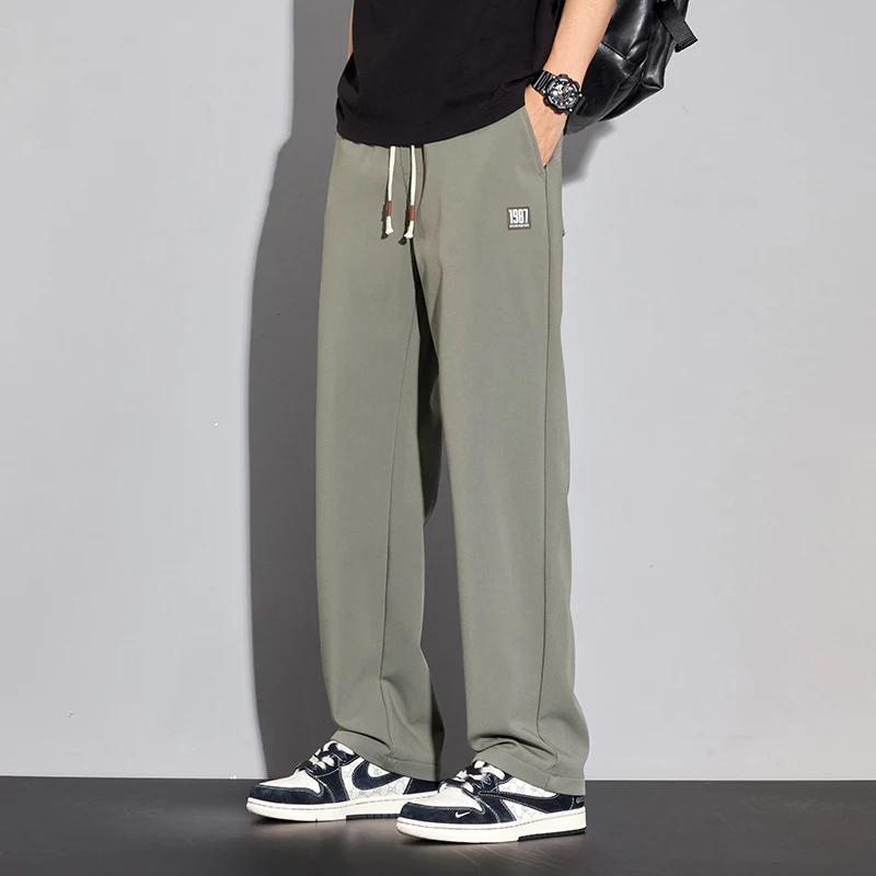 Men's Casual Pants Summer Thin Breathable and Comfortable New Loose Black Sweatpants Summer Straight Pants Men