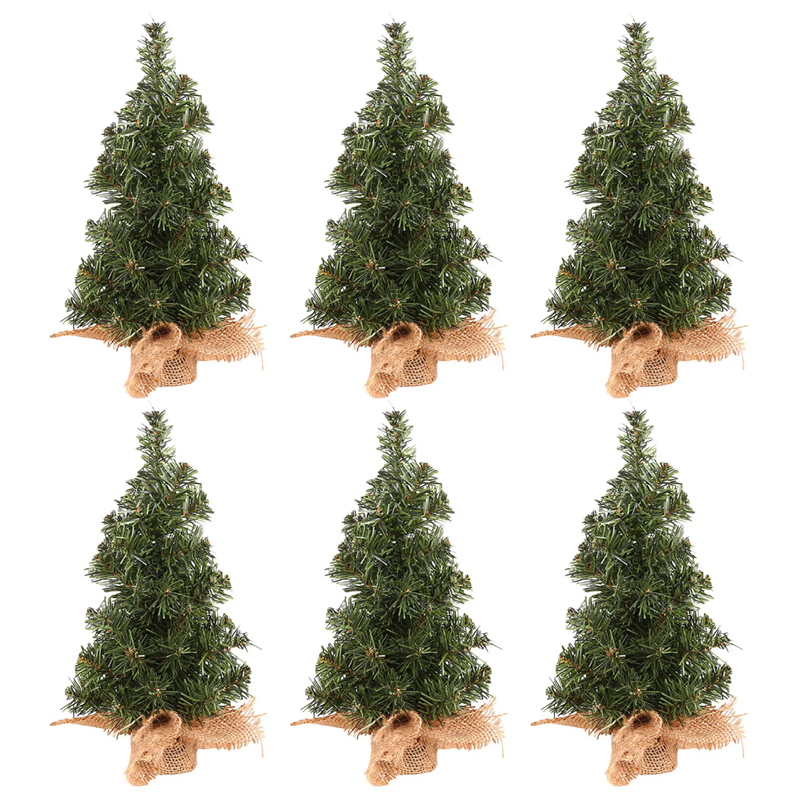 

6Pcs Miniature Christmas Trees 11.8 Inch Artificial Tabletop Pine Trees Burlap Base Home Kitchen Holiday Decoration Mini Xmas