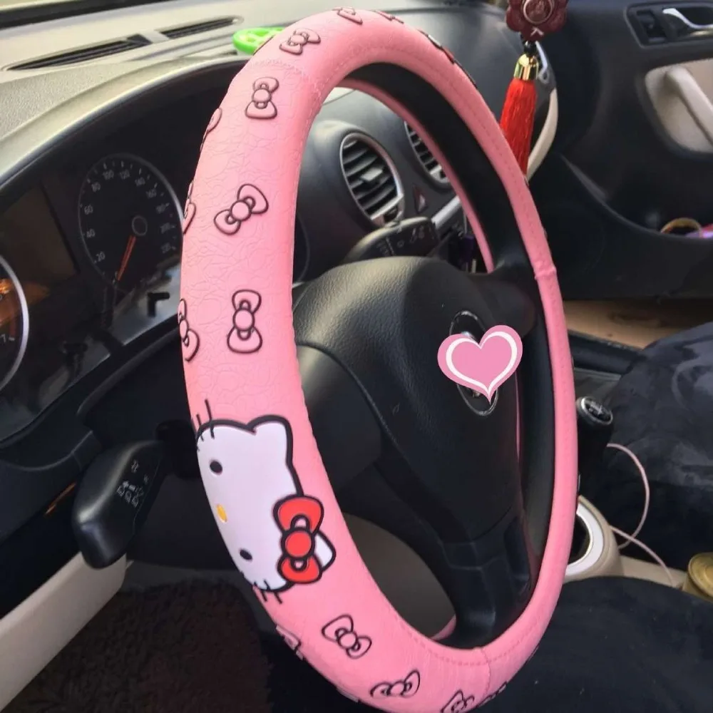 

New Sanrio Hello Kitty Kawaii Cartoon Car Handlebar Cover Cute Creative Personalized Apron Car Steering Wheel Cover Holiday Gift