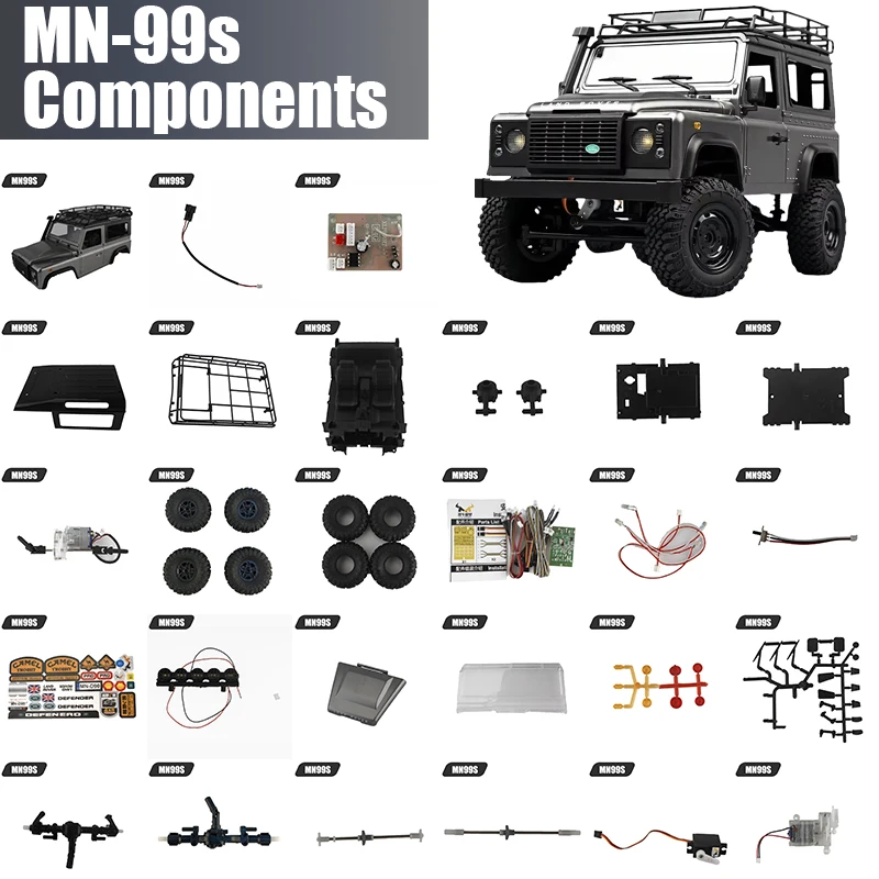 

MN-MODEL MN-99S/99/98 Original factory components, 100% applicable, steering gear, receiving board. Remote control, drive shaft