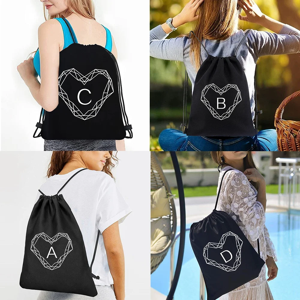 Shoulder Bag Sports Bags Drawstring Backpacks Knapsack 2024 Women Casual Canvas Double Men Travel Organizer Diamond Letter Print