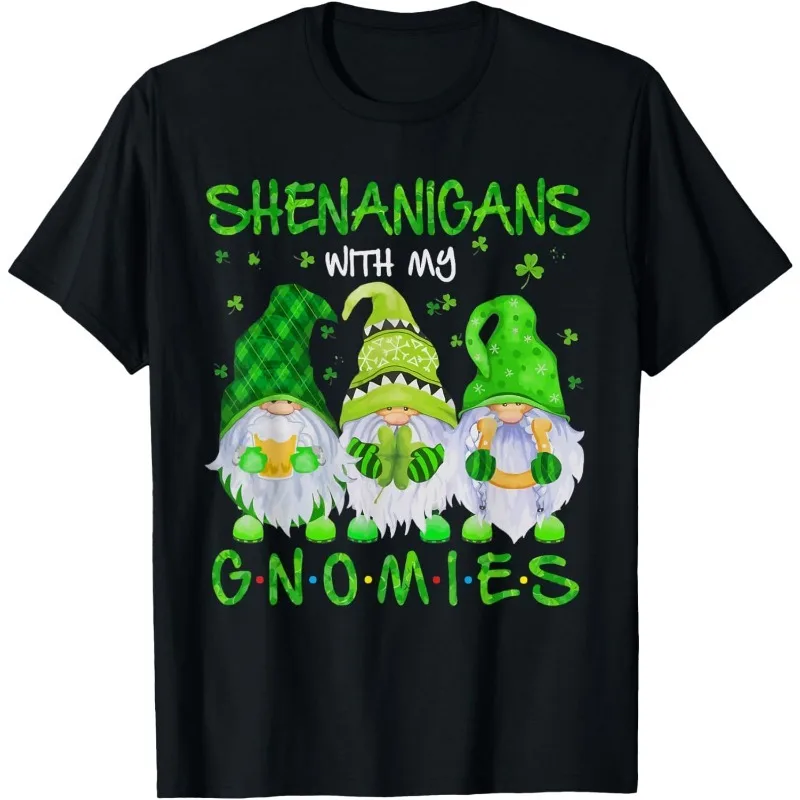 Shenanigans with My Gnomies St Patrick's Day Gnome Lover T-Shirt St Patrick's Day Men Women Fashion Crewneck Cotton Tee Tops