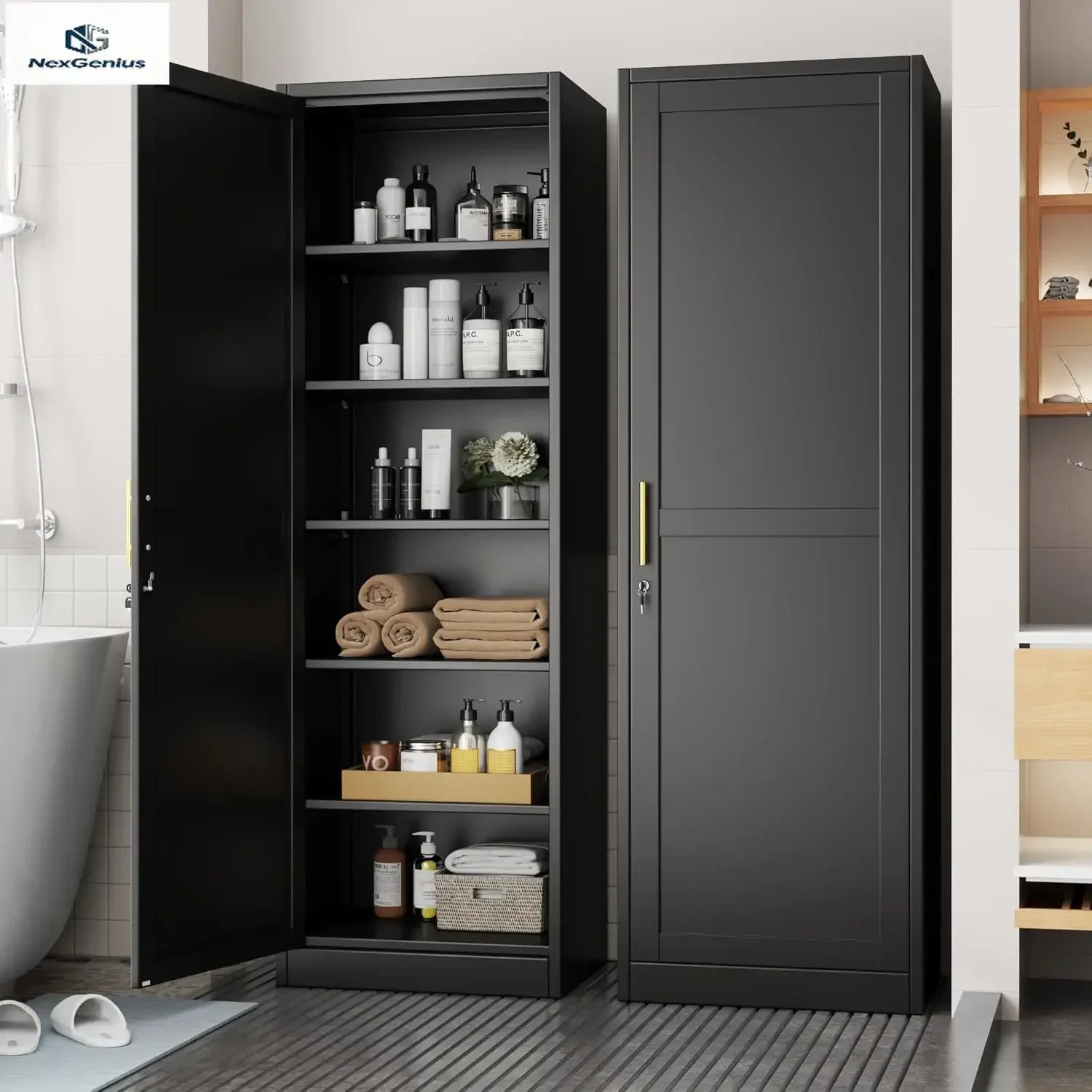 Tall Metal Narrow Bathroom Storage Locker Cabinet 67