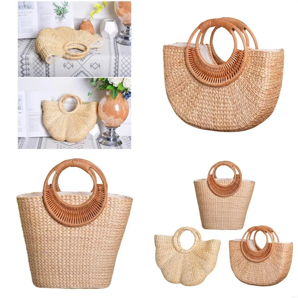 

Women Beach Bag Elegant Handbag Straw Bag Daily Bag Girl Vacation Bag Stylish Top Handle Bag for Travel 547A