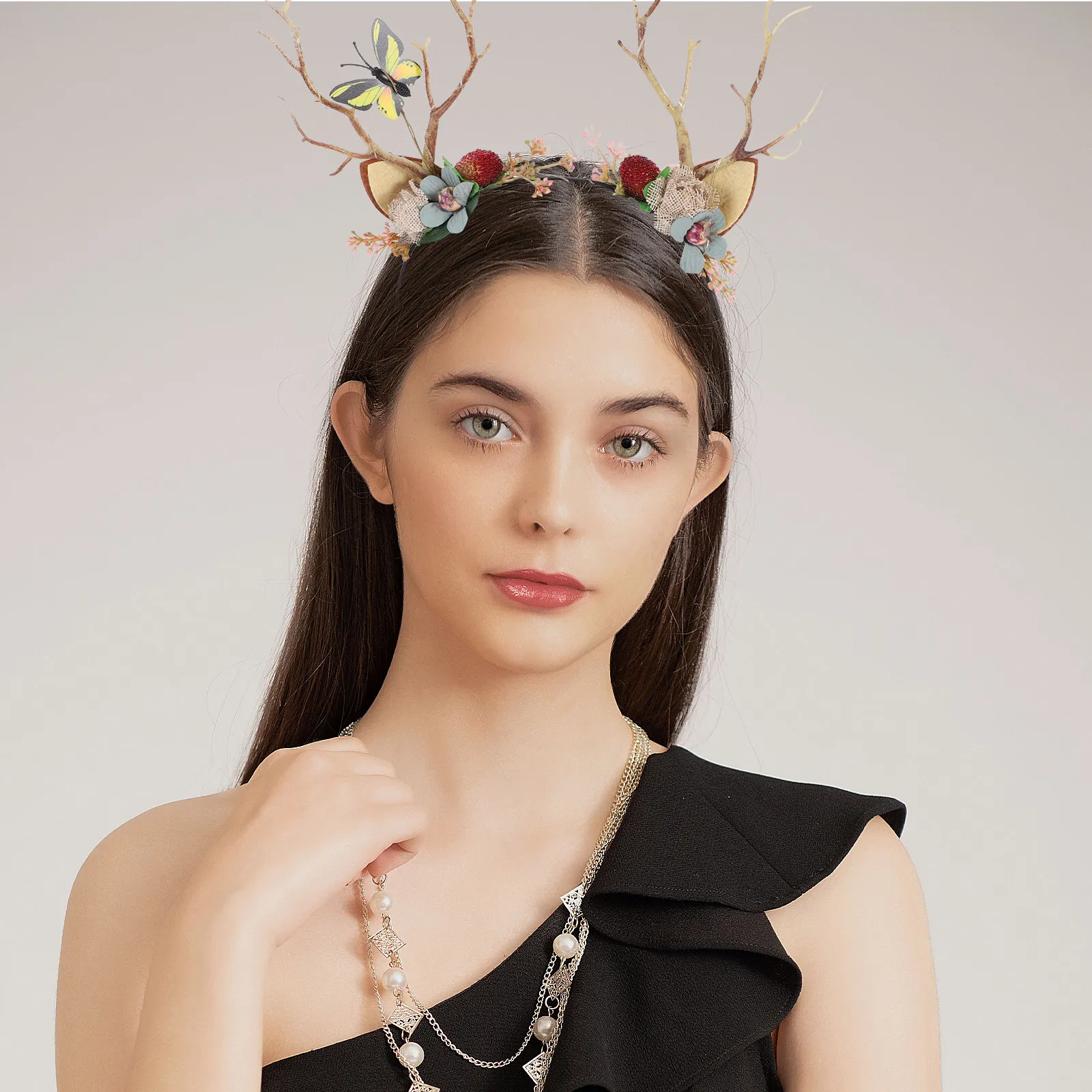 

1Set Elf Ears Branches Headband Cosplay Accessory Halloween Party Costume Props Fairy Ears Headwear Dress Up Supplies