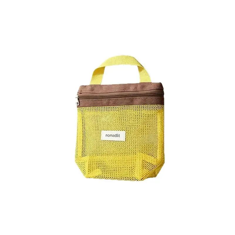 Ins-Style Leuchtend Bunte Sommer-Netztasche Kleine Kosmetiktasche Handtasche Faltbare Tragbare Toilettentasche für Damen – Detail 6