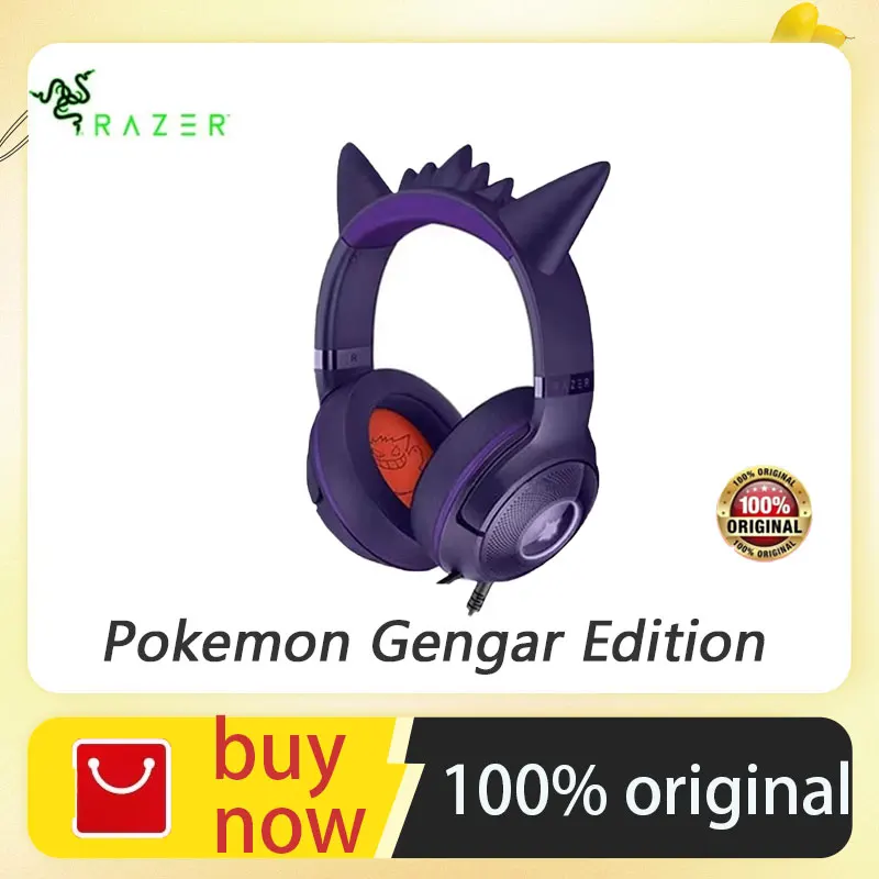 Razer Pokemon Gengar Edition RGB Kraken V3 X Wired USB Gaming Headset TriForce 40mm Drivers - HyperClear Cardioid Mic