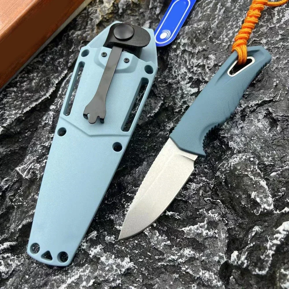 

Нож Bm18050 CPM-MagnaCut 2,7 дюйма, нож с фиксированным лезвием Stonewash, синяя ручка из ТПВ, нож для выживания, охоты, пешего туризма, EDC, режущие инструменты