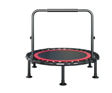 40-Zoll-Trampolin mit Handläufen, kleines Indoor-Trampolin, zusammenklappbares Fitnessbett für Heimgymnastik