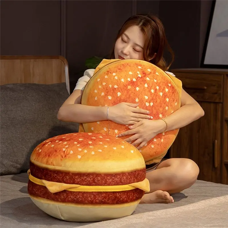 AEE6-Simulation Hamburger Plush Pillow Cushion Children's Bedroom School Classroom Sofa Sofa Decoration
