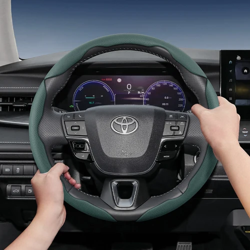 Adecuado para Toyota cubierta de volante de cuero con agujero transpirable diseño de liberación rápida segmentado antideslizante duradero Chr Yaris Auris Rav4 Corolla Hilux Wish Spacey Aqua Prius Probox Crown C-Hr Land Cruiser Alphard Celica