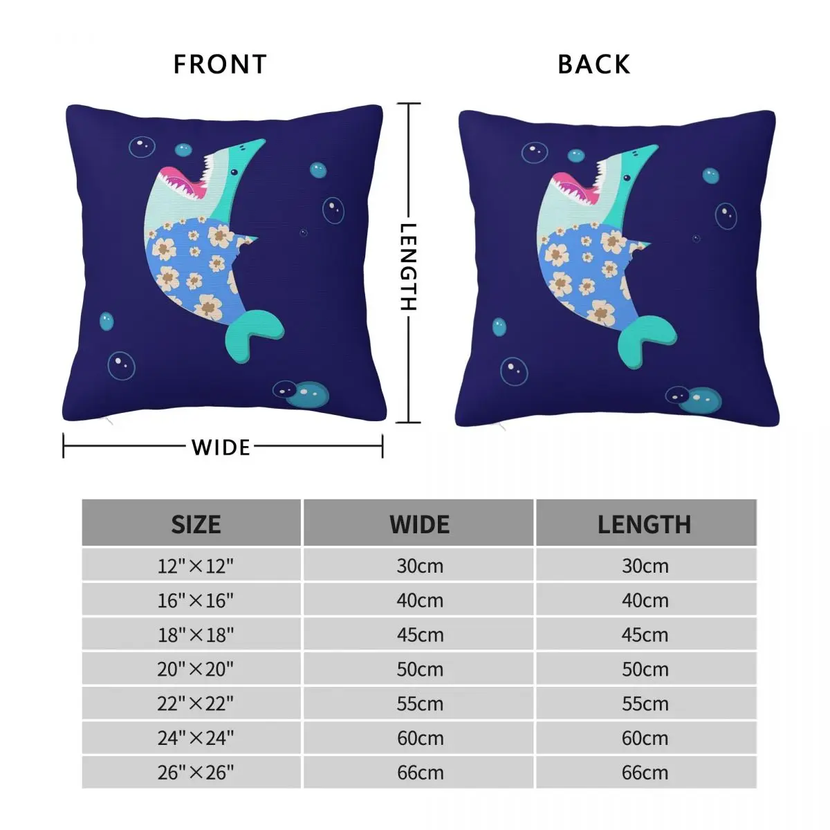 Cute Shark Vacation Summer Square Pillowcase Polyester Linen Velvet Creative Zip Decor Pillow Case Home Cushion Cover