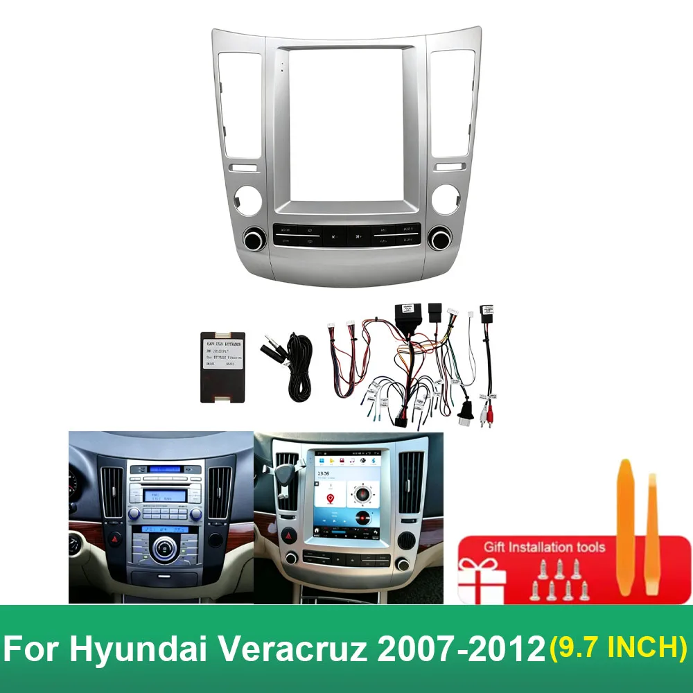 9.7 Inch Vertical Screen Car Radio Fascia Frame For Hyundai Veracruz 2007-2012 Dash Install Panel With Wire Harness Adapter