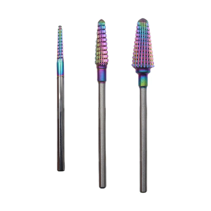 Hot Rainbow Pro Whole Carbide Nail Drill Bits Nail Art Electric Drill Machine Files Nail Art Tools Cut and Polish Bottom Nail