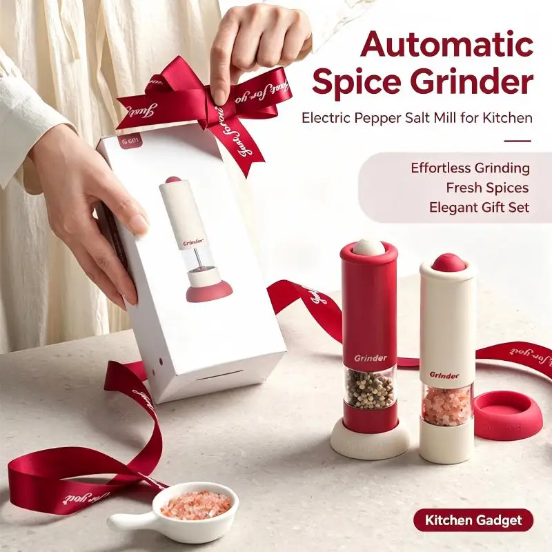Electric Spice Mill Bottle, Adjustable Clear Rechargeable Grinder, One Hand Grind Pepper Sea Salt for Kitchen Countertop Table