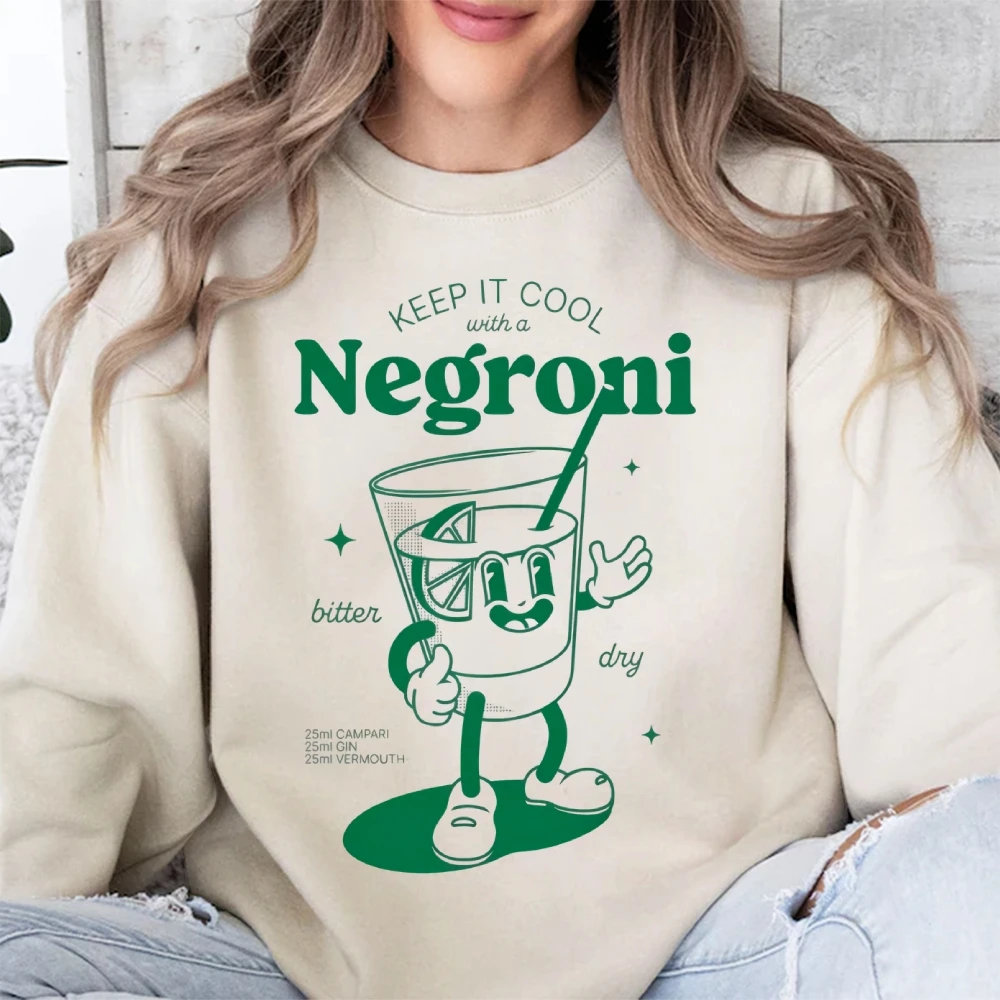 Negroni Retro Inspired Sweatshirt Cool Graphic Sweater Vintage Negroni Lover Tee Cocktail Present Jumper Women Casual Outfit