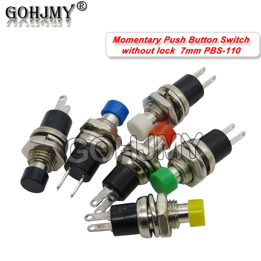 

5PCS 7mm Momentary Push Button Switch No Lock PBS-110 Press Reset Switch Momentary Push Button Micro Switch Normally Open No