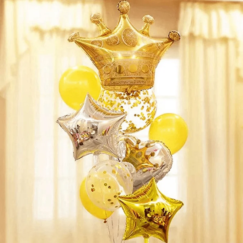 14PCS/PACK Size Crown Aluminum Film Balloon Party Decoration Set