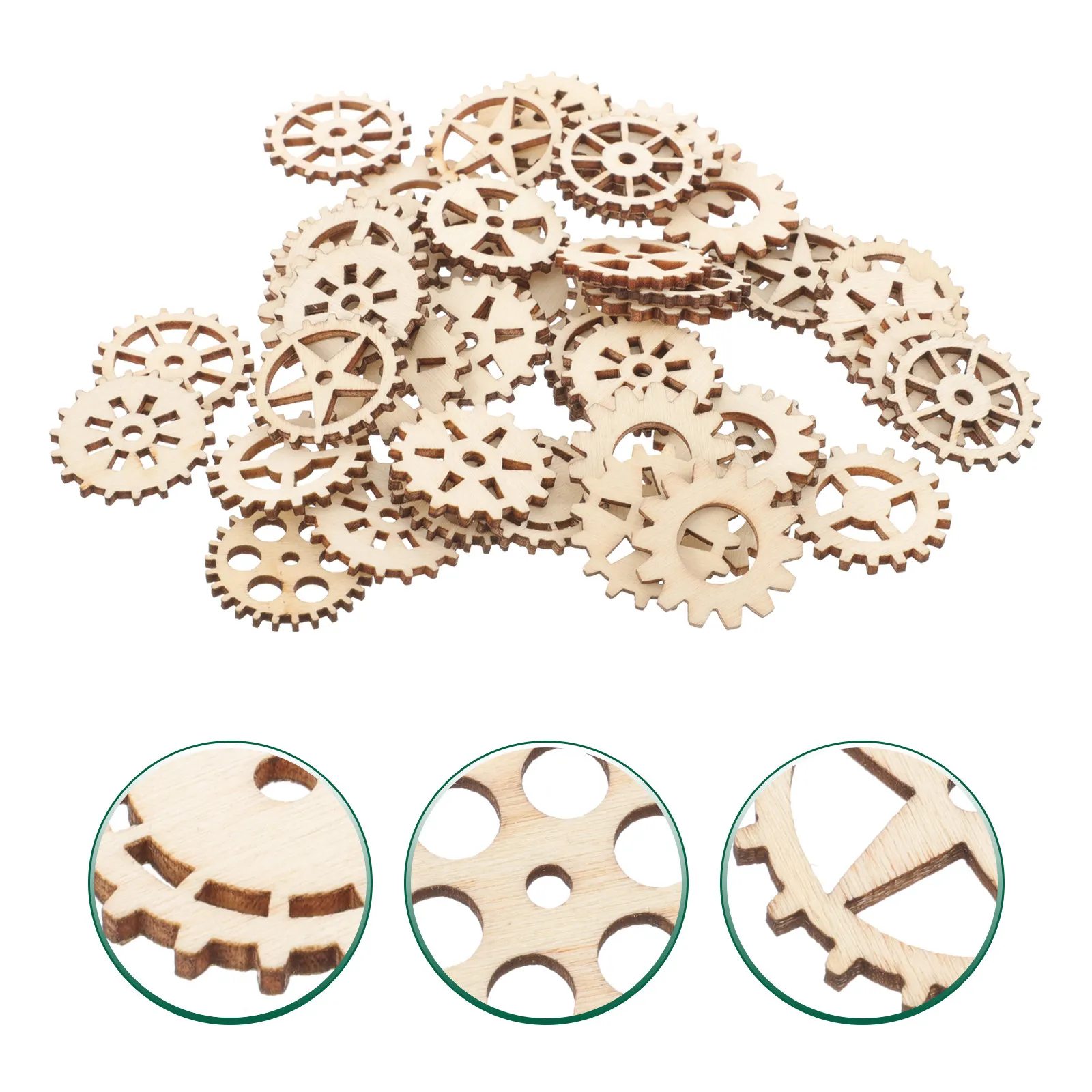 

100 шт. деревянных шестеренок для творчества, неокрашенные, для декупажа, росписи, окрашивания, DIY, поделок для детских садов и детских занятий