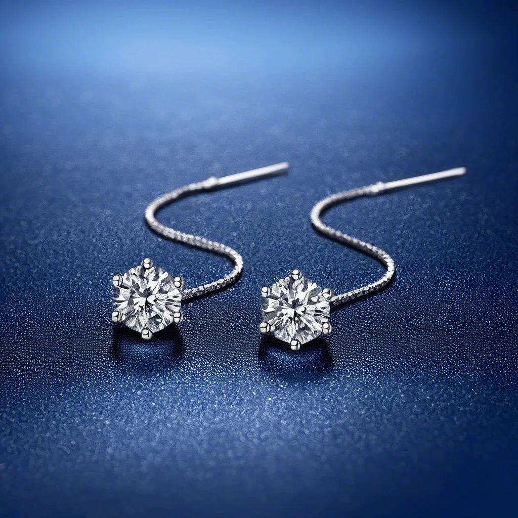 New 925 Sterling Silver Moissanite Earrings for Women Exquisite Girlfriend Wedding Engagement Jewelry Fashion Beautiful Gift