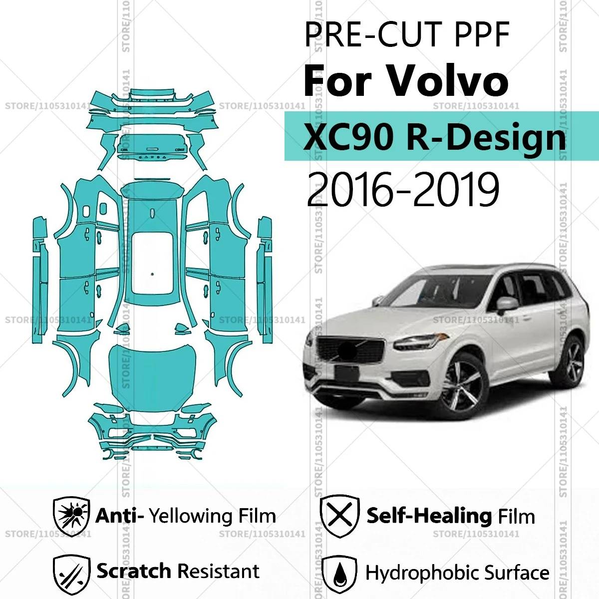 

For Volvo XC90 R-Design 2016-2019 Pre-Cut Paint Protection Film PPF Transparent Car Film Professional Automotive PPF