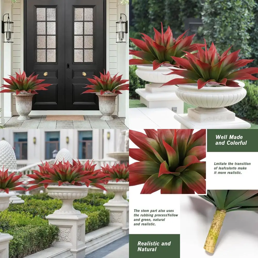 

UV-Resistant Artificial Agave Plants - 22 Red, 2-Pack for Indoor & Outdoor Tropical Greenery Decor