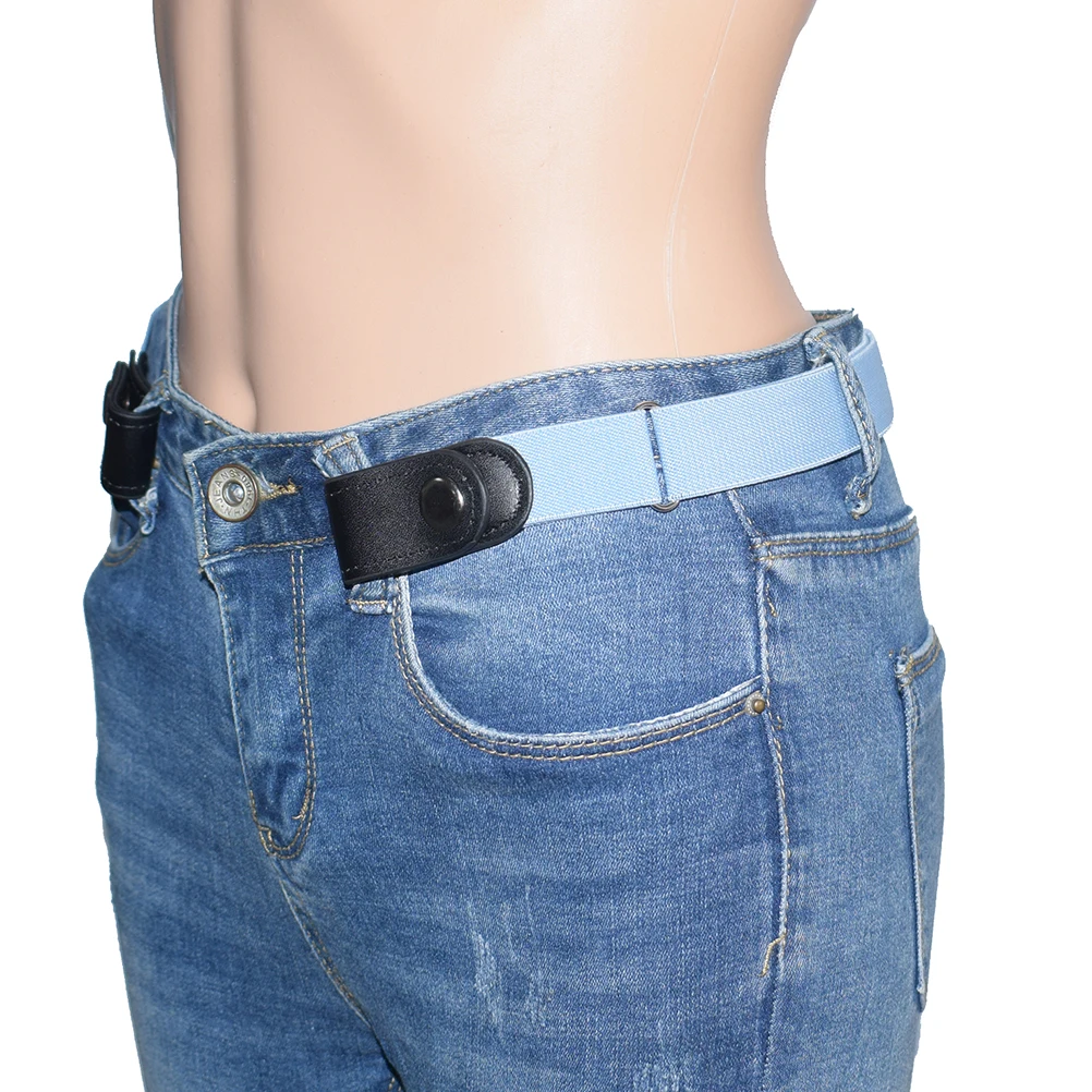 

Fashion Stretch Waist Belt No Buckle Elastic Adjustable For Jeans Pants Dresses Jackets Sweaters Unisex Belts Light Blue