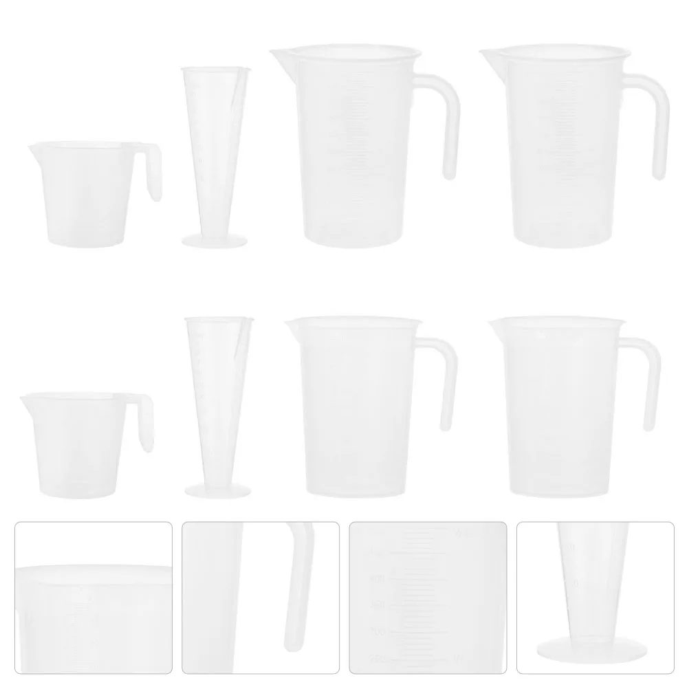 

8pcs Measuring Jug Baking Cup Clear Measure Cups Kitchen Tools Plastic Measurements Easy Read V Shaped No for Baking
