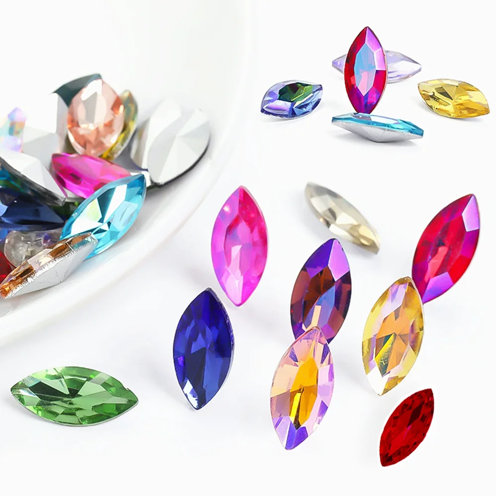 

20pcs-60pcs Glass Beads Rhinestones Horse Eye Pointback Shiny Crystals Strass Trim Fabric Sew On Rhinestones Clothes Stones Gems