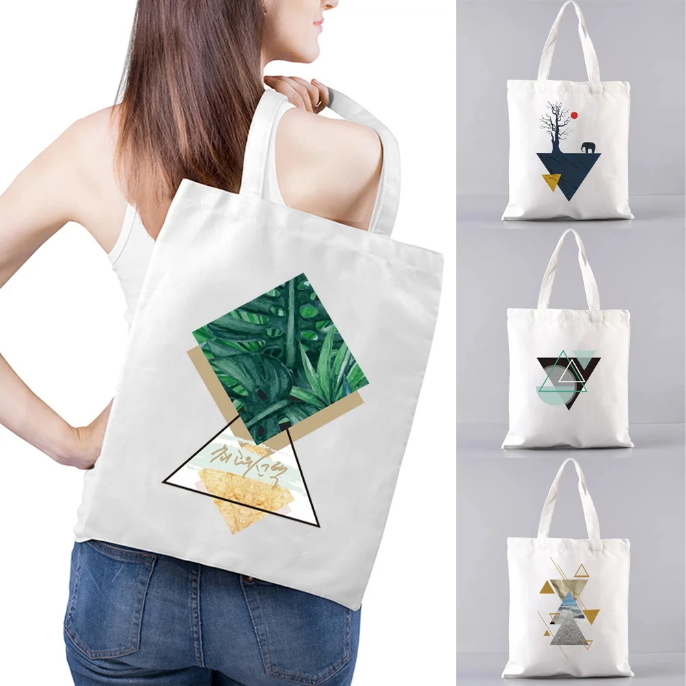 Women Shopping Bag Simple and Fresh Foldable Shopping Bags for Grocery Tote Pouch Eco Friendly Shoulder Bags Washable Handbag