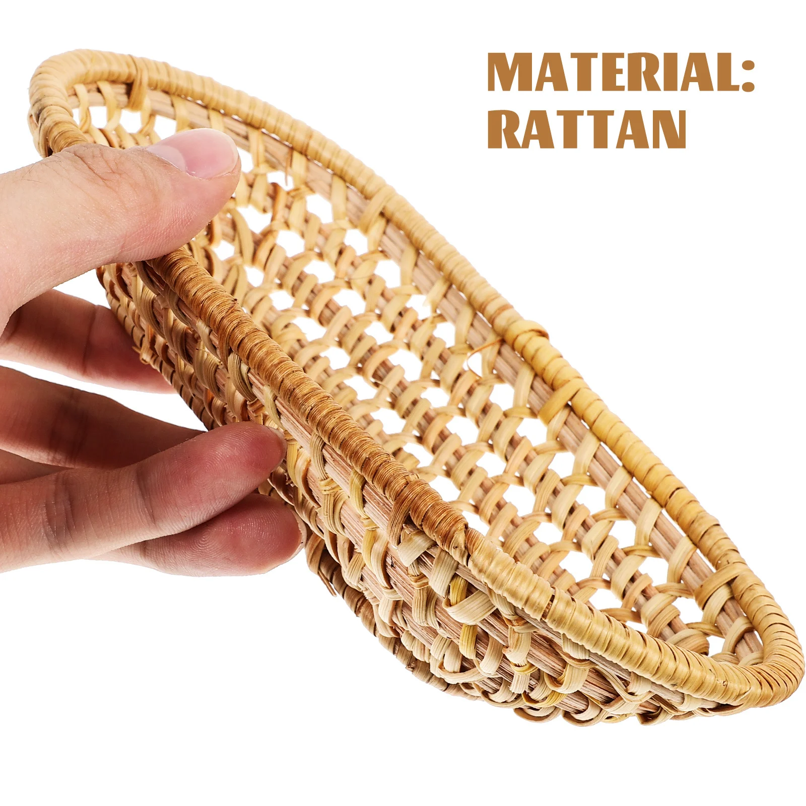 

1Pcs Handmade Rattan Towel Tray Basket Khaki Size S Autumn Woven Organizer Holder for Kitchen Tableware Fruit Snack Storage