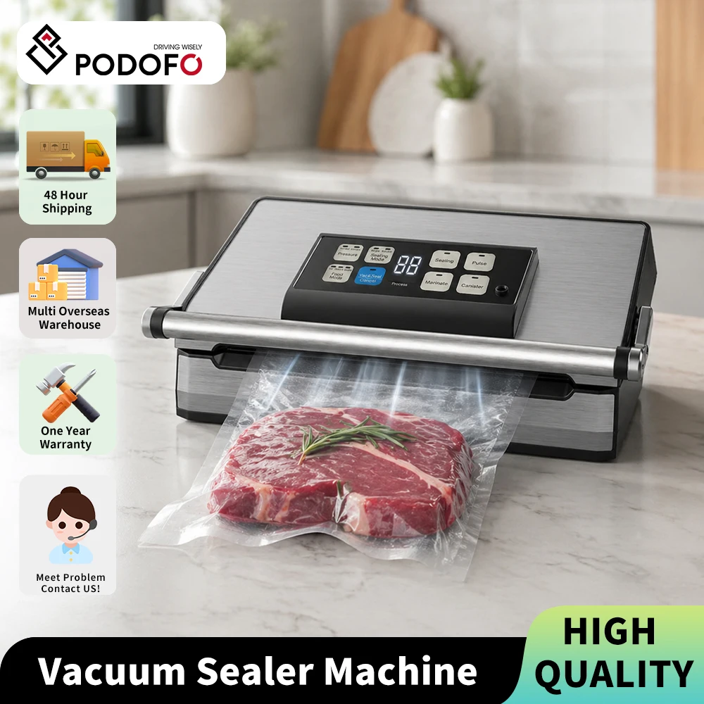 Selladora al Vacío Eléctrica Comercial Podofo, Multifuncional, Automática, para Empacar Alimentos en el Hogar y la Cocina