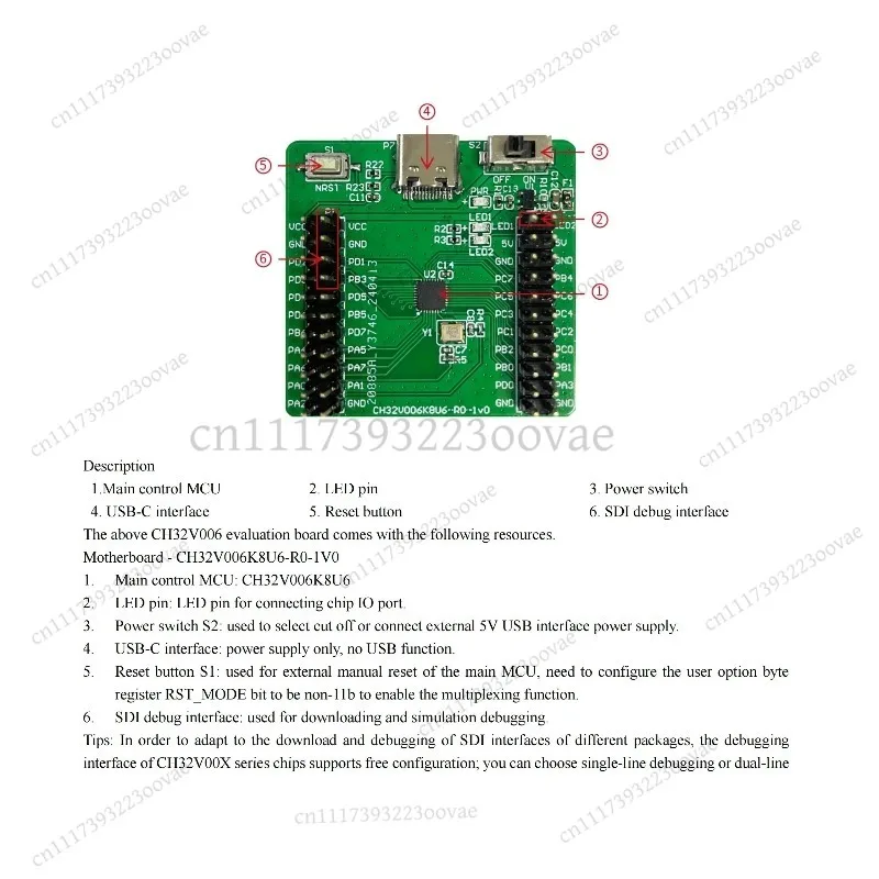 CH32V006 Development Board CH32V006K8U6 Evaluation Board RISC-V MCU Learning Module