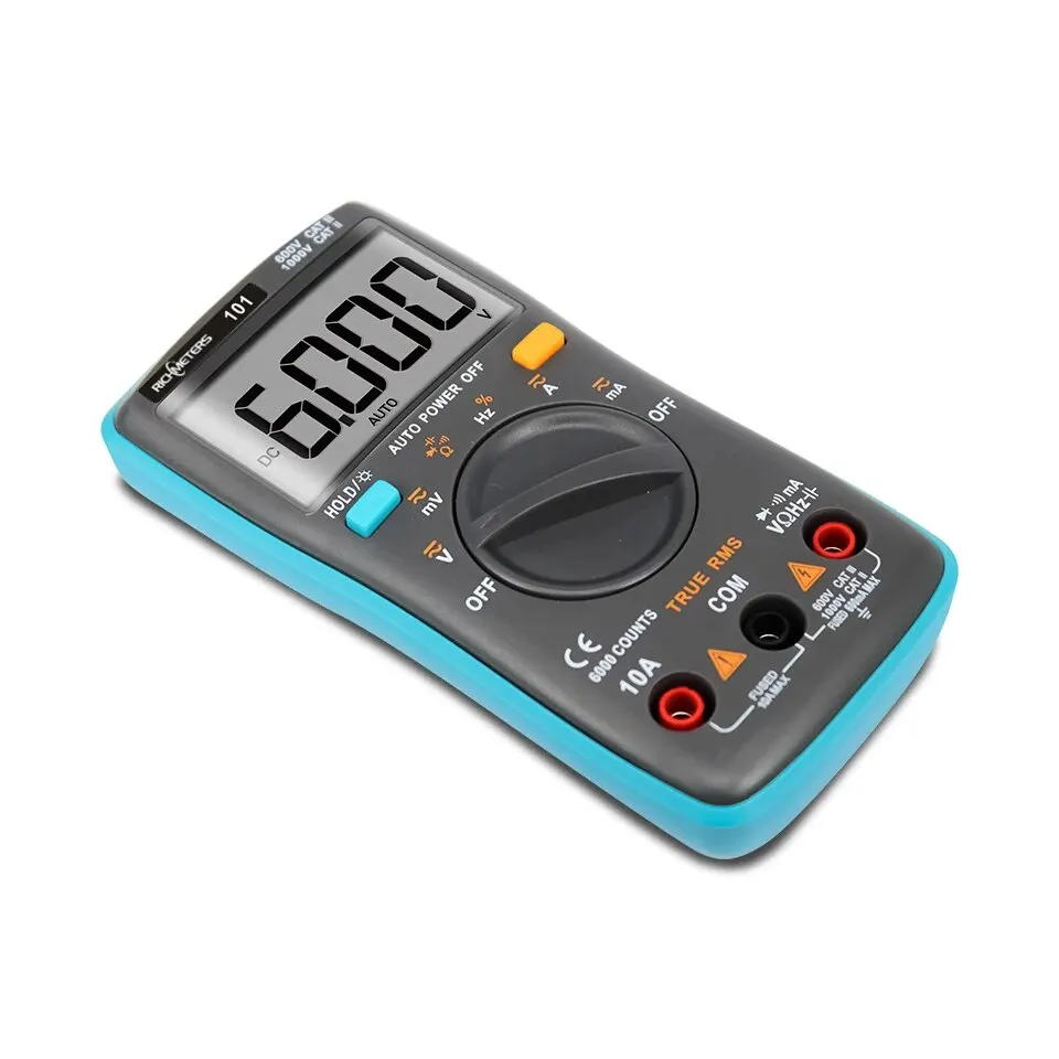 RM102 Digital Multimeter 6000 Counts Auto Ranging True RMS Data Hold Low Battery Alert Backlight Auto Power off